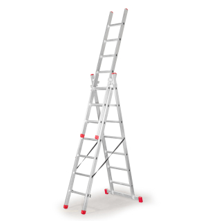 Drabina wielofunkcyjna 3-elementowa AK – 11+11+11 stopni, ze stabilizatorem